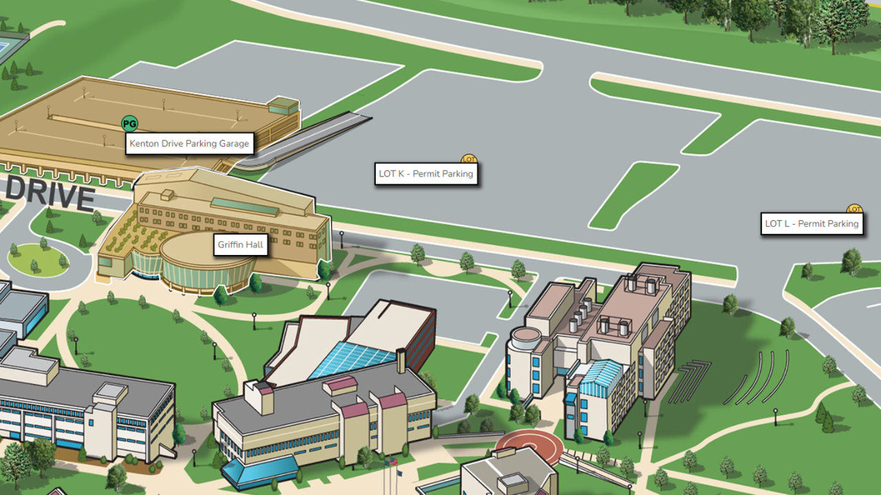 Annotated parking map for fine arts