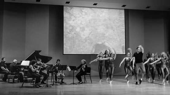 French Connection concertNKU Students playing with dancers on stage