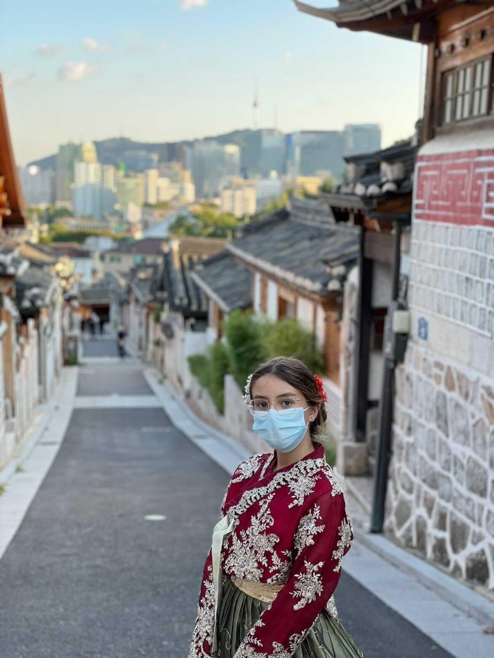 Student wearing traditional Korean dress in South Korea