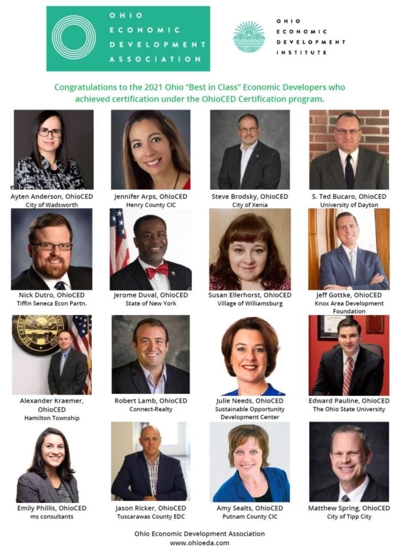 Economic developers who achieved CED credentials including Alex Kraemer and Susan Ellerhorst