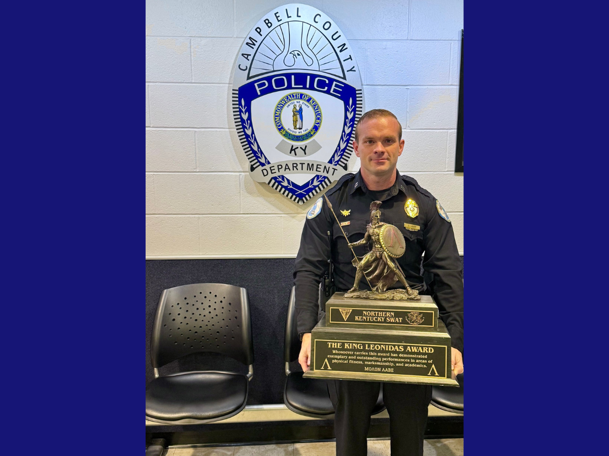 Chris Lauer standing with his large trophy