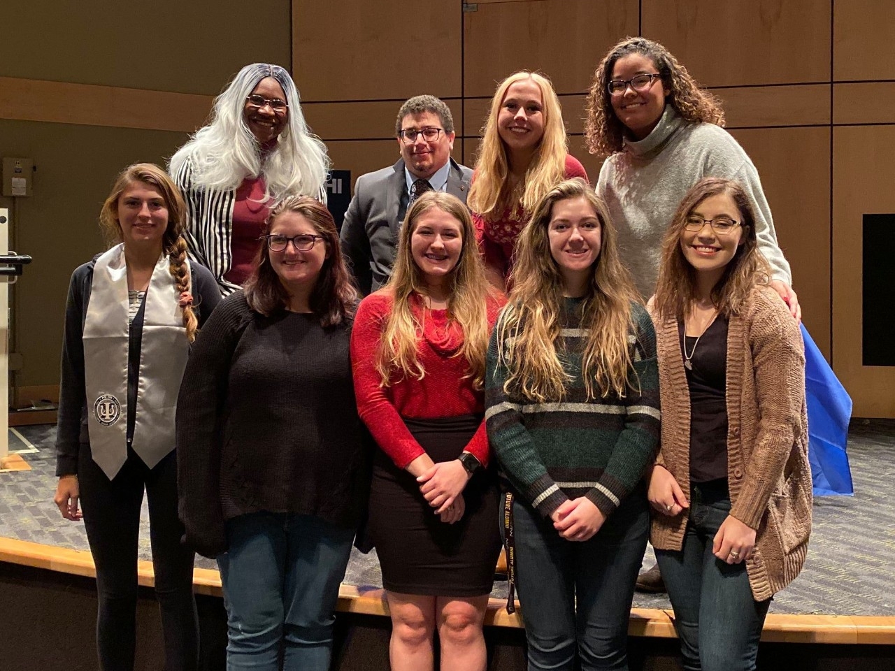 Students posing together at Psi Chi induction ceremony.