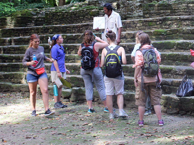 Students gathered outdoors.