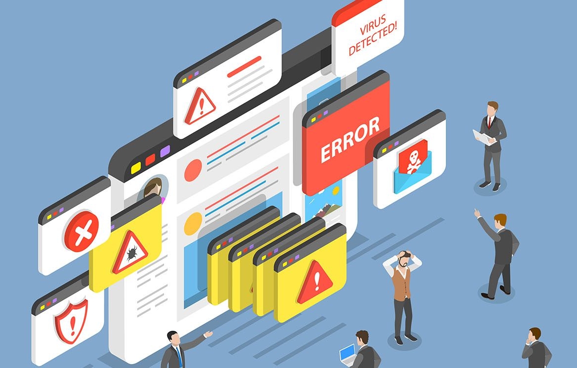 A cartoon photo of computer ad frustration