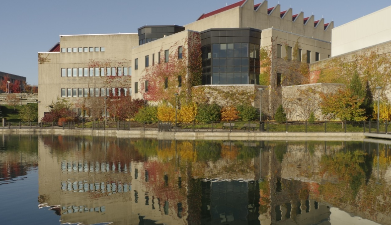 Exterior of Steely library overlooking Loch Norse.