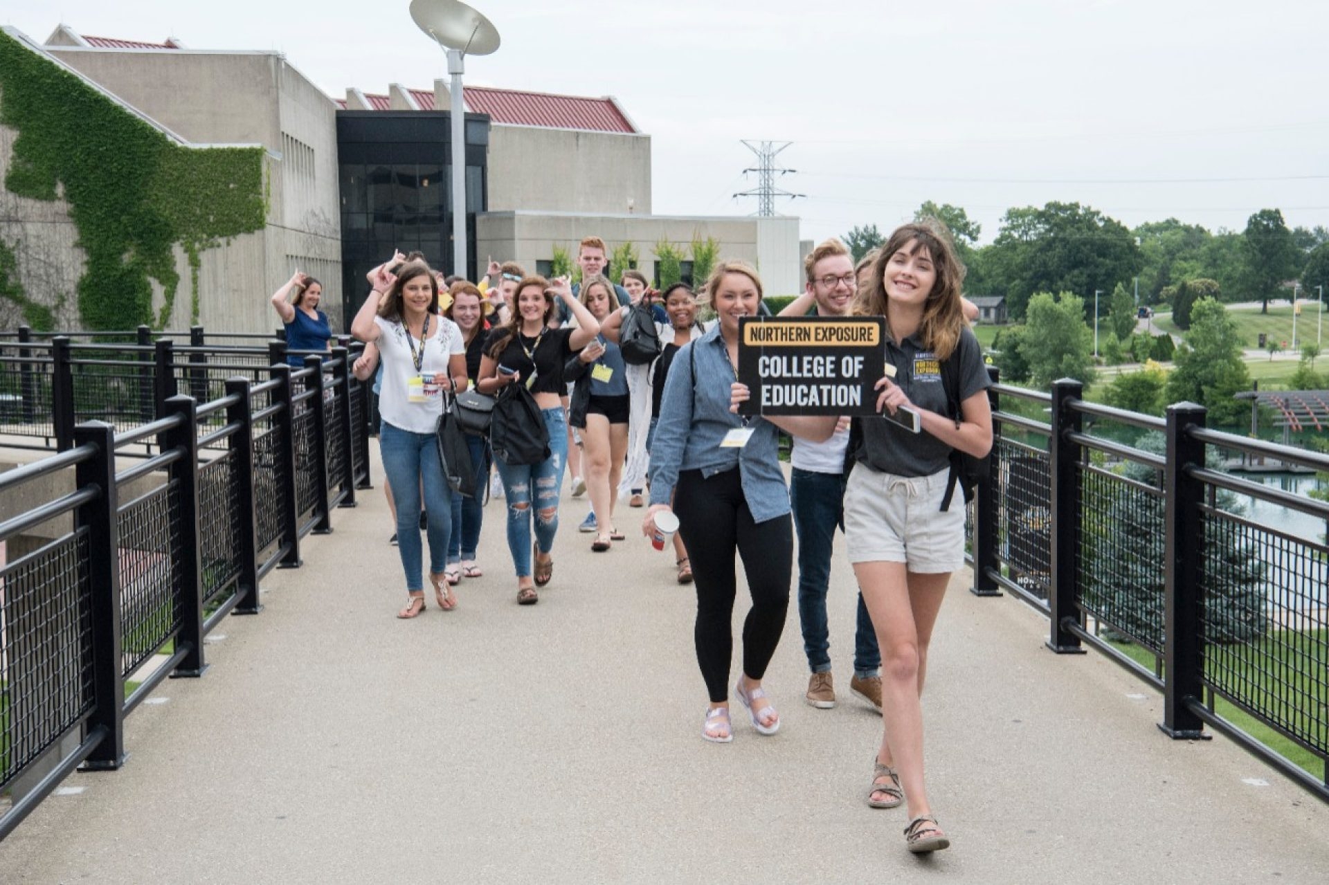 NKU Tour Guide and her group exploring campus