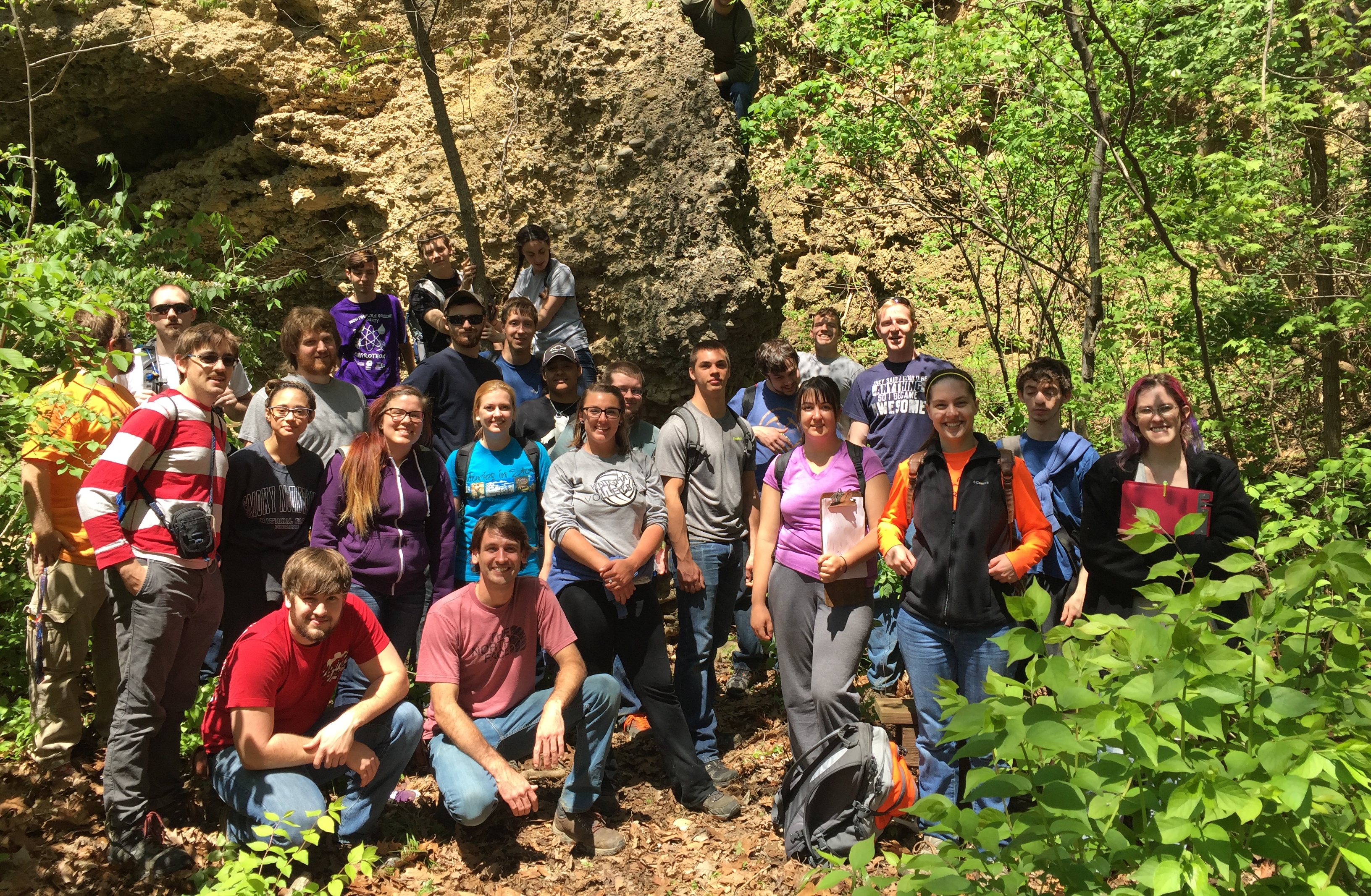 students on a panel at recruitment event