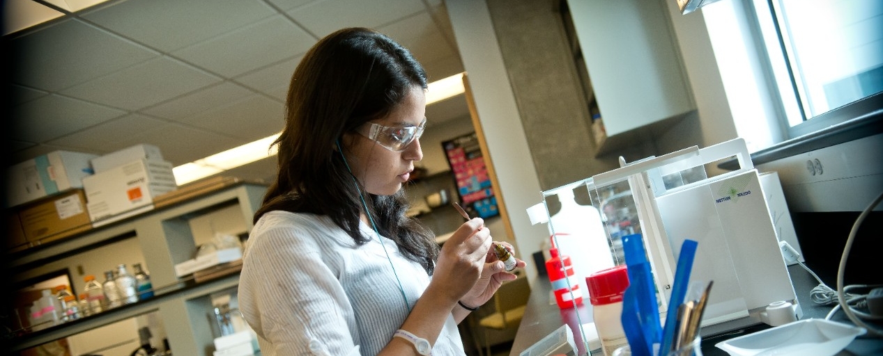 student working in lab